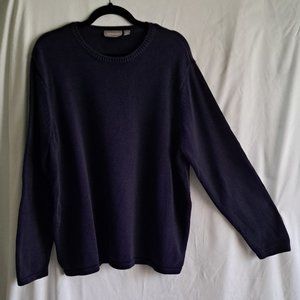 Sweater, 2XL, Dark Blue, Long Sleeve, Croft & Barrow, Crew Neck, Casual